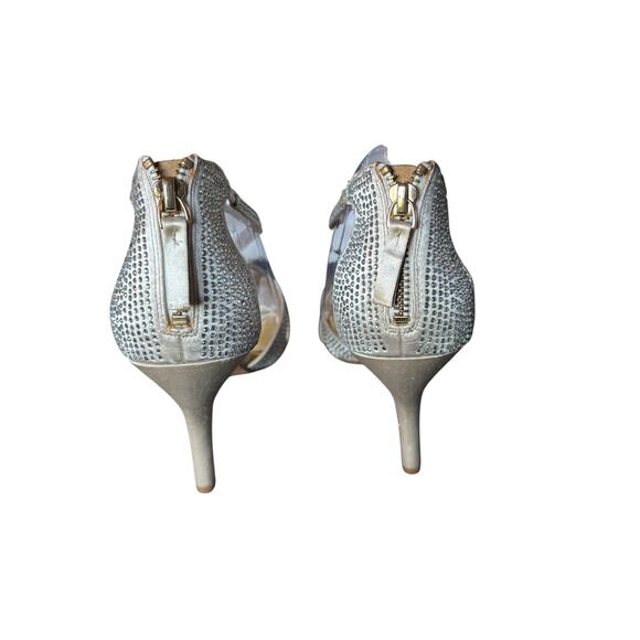 NWB Nine West Asvelia Satin Dressy Mid Heel Evening Sandal Ivory Women’s 10M - Picture 4 of 5